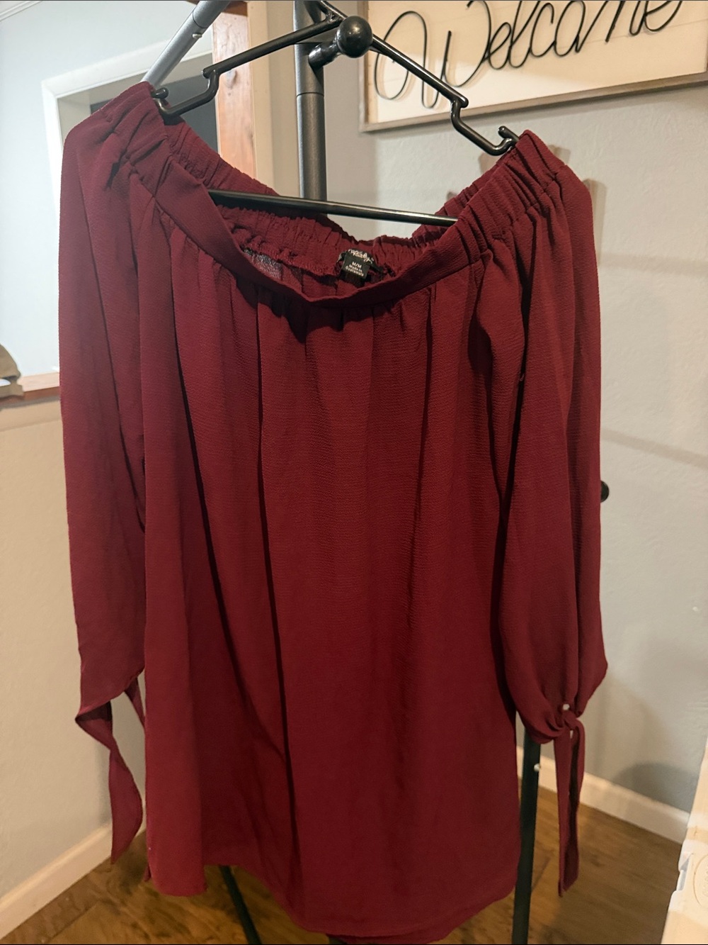 Rhapsody Burgundy Off-Shoulder Blouse